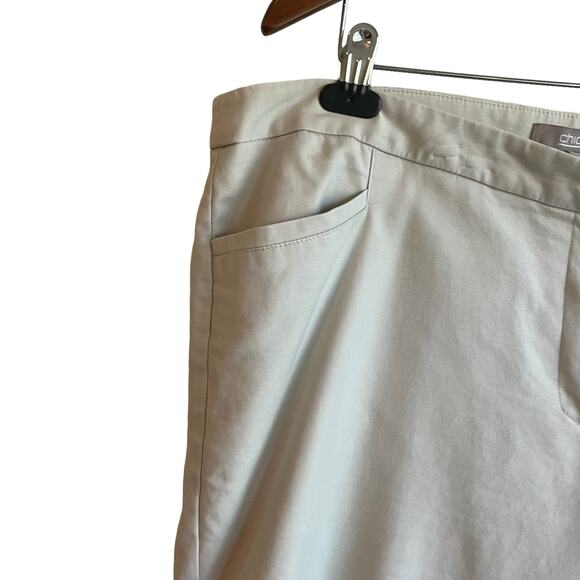 Chicos Women Cropped Cotton Pants XL Cream Straight Leg Coastal Comfort Neutral - Picture 7 of 10